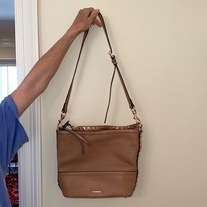Rebecca Minkoff tan women’s purse with gold studs